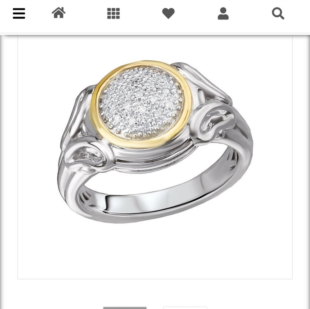 Sterling Silver Ring with Sparkling Round Pave' Di
